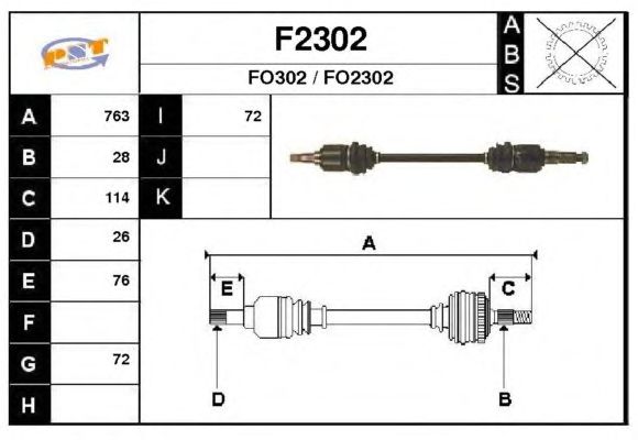 Arbre de transmission F2302