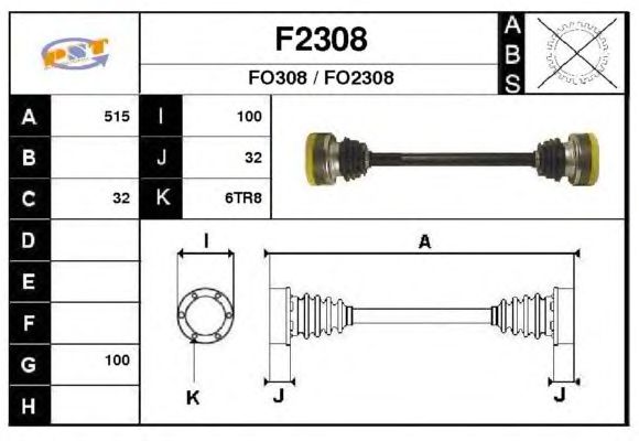 Arbre de transmission F2308