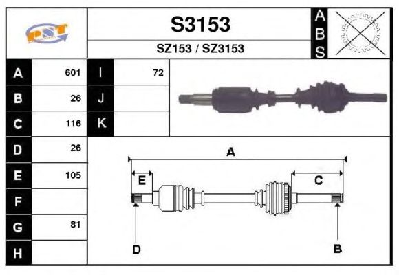 Arbre de transmission S3153