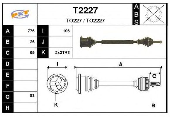 Arbre de transmission T2227