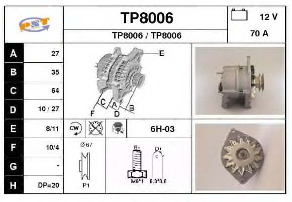 Alternador TP8006