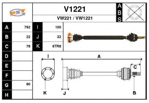 Arbre de transmission V1221
