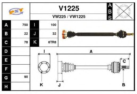 Veio de transmissão V1225