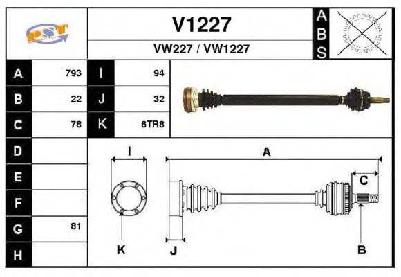 Arbre de transmission V1227