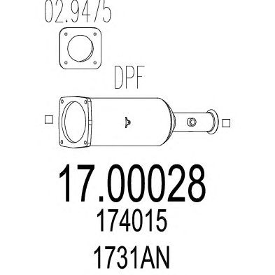 Сажевый / частичный фильтр, система выхлопа ОГ 17.00028