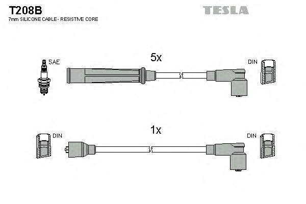 Комплект проводов зажигания T208B
