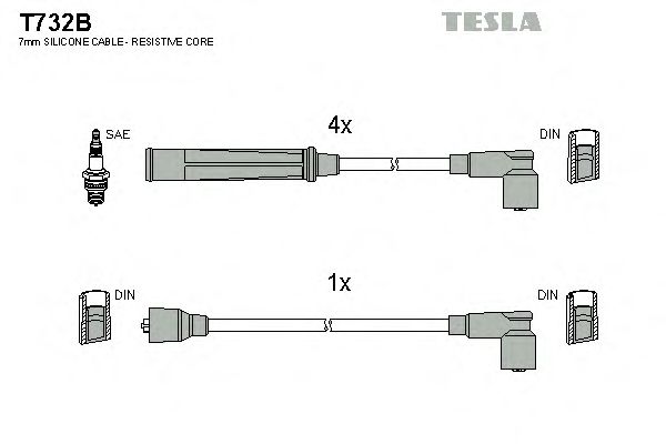Комплект проводов зажигания T732B