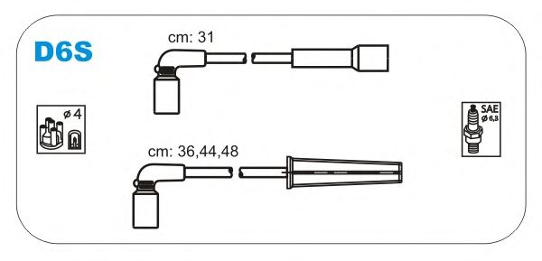 Комплект проводов зажигания D6S