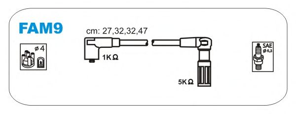 Комплект проводов зажигания FAM9