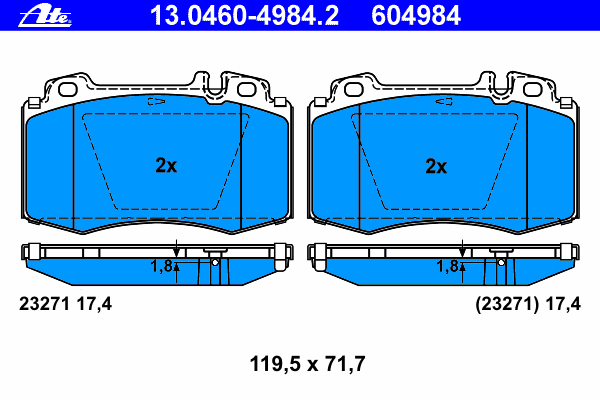 Комплект тормозных колодок, дисковый тормоз 13.0460-4984.2
