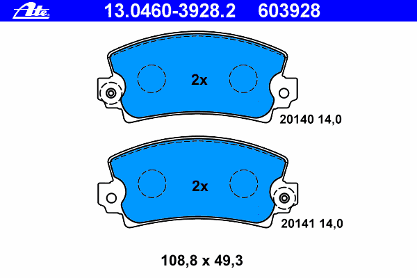 Комплект тормозных колодок, дисковый тормоз 13.0460-3928.2