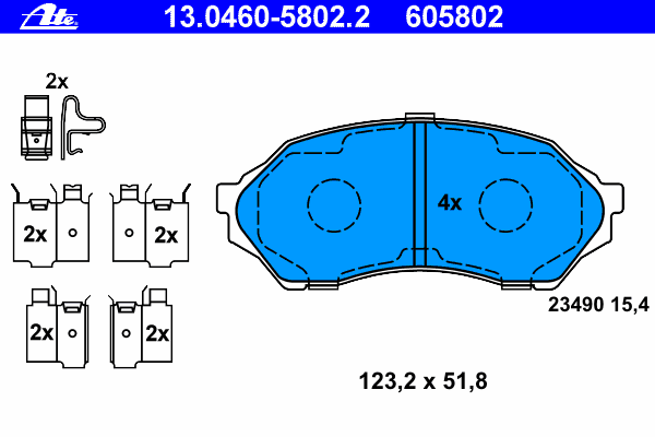 Комплект тормозных колодок, дисковый тормоз 13.0460-5802.2