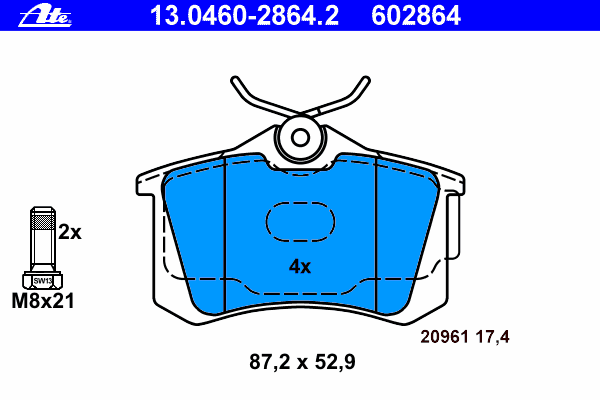 Kit de plaquettes de frein, frein à disque 13.0460-2864.2