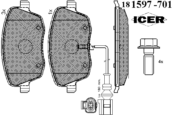 Комплект тормозных колодок, дисковый тормоз 181597-701