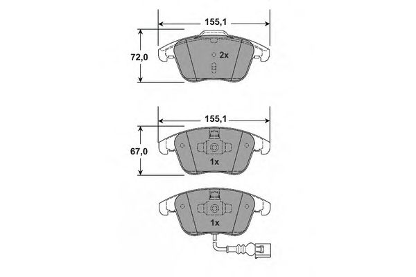 Комплект тормозных колодок, дисковый тормоз PF1582