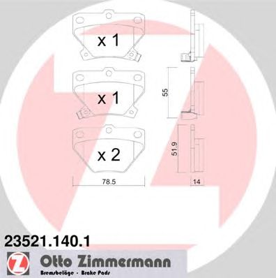 Комплект тормозных колодок, дисковый тормоз 23521.140.1