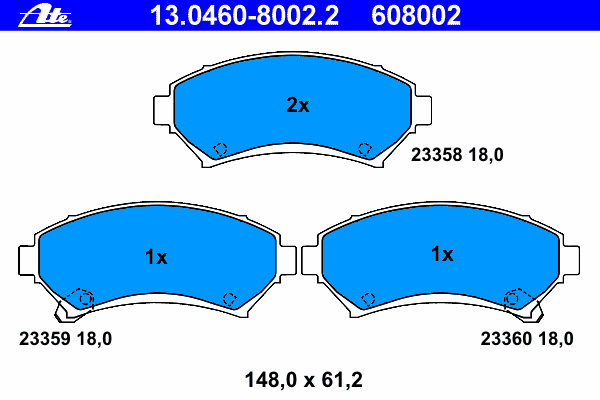 Комплект тормозных колодок, дисковый тормоз 13.0460-8002.2