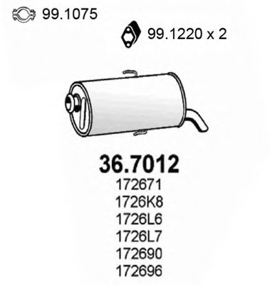 Глушитель выхлопных газов конечный 36.7012