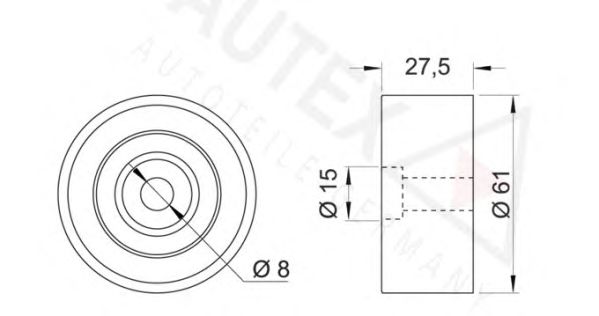 Deflection/Guide Pulley, timing belt 654212