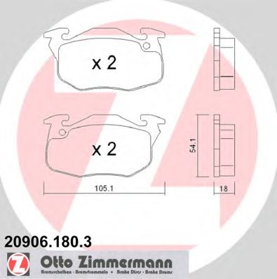 Комплект тормозных колодок, дисковый тормоз 20906.180.3