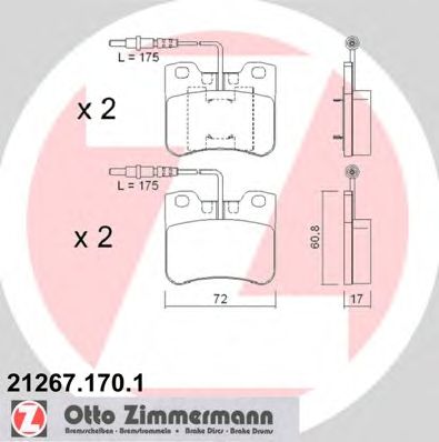 Комплект тормозных колодок, дисковый тормоз 21267.170.1