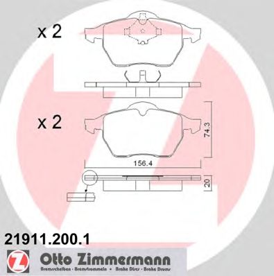Комплект тормозных колодок, дисковый тормоз 21911.200.1