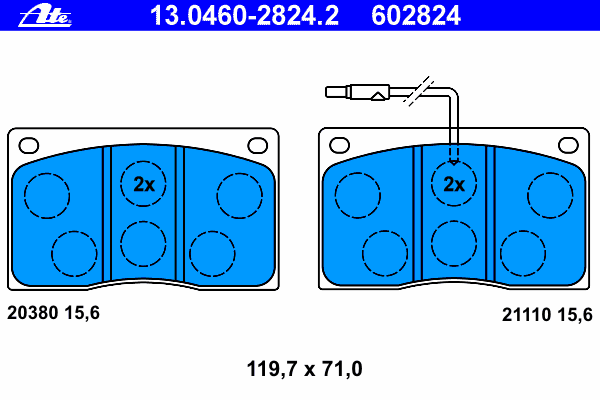 Kit de plaquettes de frein, frein à disque 13.0460-2824.2
