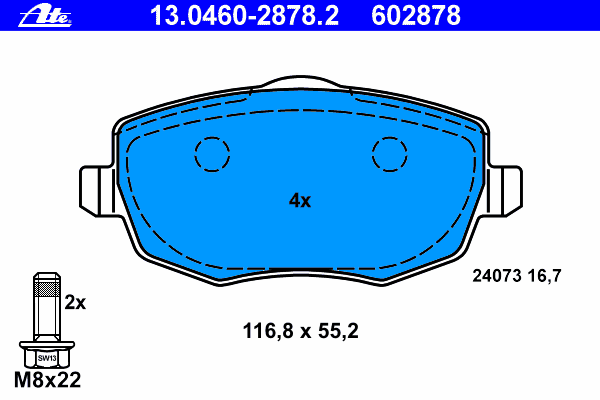Комплект тормозных колодок, дисковый тормоз 13.0460-2878.2