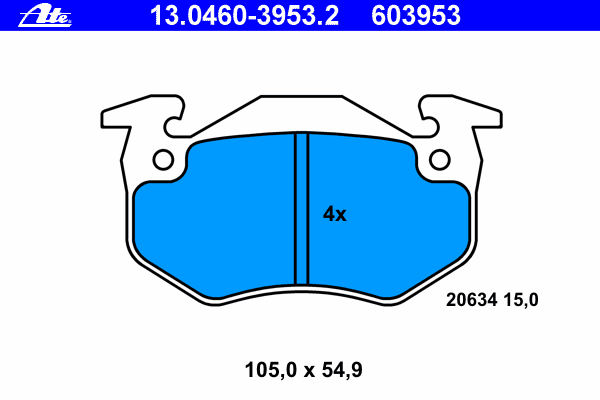 Комплект тормозных колодок, дисковый тормоз 13.0460-3953.2