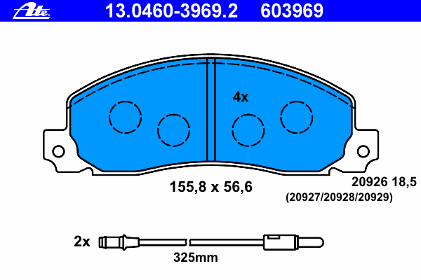 Комплект тормозных колодок, дисковый тормоз 13.0460-3969.2