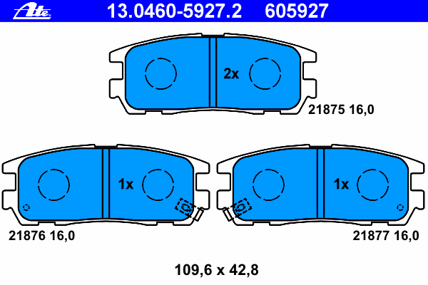 Комплект тормозных колодок, дисковый тормоз 13.0460-5927.2