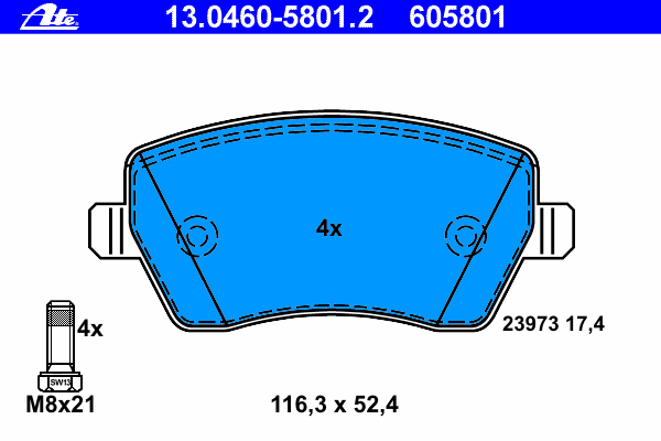Комплект тормозных колодок, дисковый тормоз 13.0460-5801.2