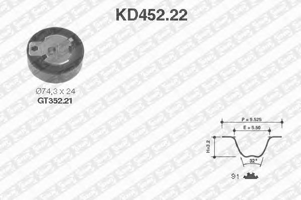 Комплект ремня ГРМ KD452.22