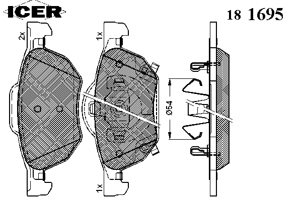 Комплект тормозных колодок, дисковый тормоз 181695