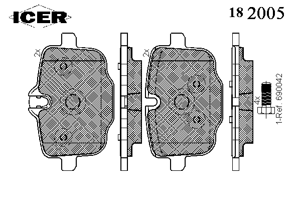 Комплект тормозных колодок, дисковый тормоз 182005