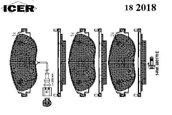 Комплект тормозных колодок, дисковый тормоз 182018