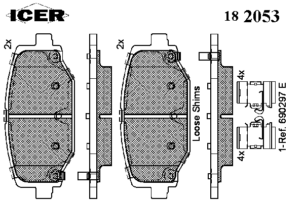 Комплект тормозных колодок, дисковый тормоз 182053