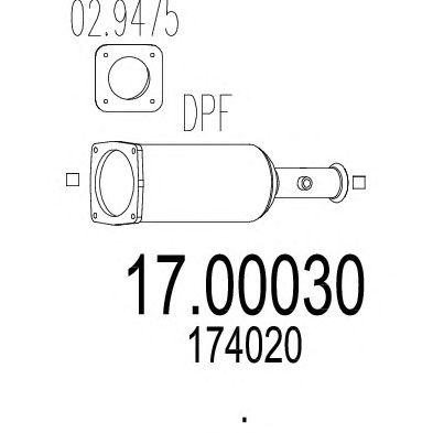 Сажевый / частичный фильтр, система выхлопа ОГ 17.00030