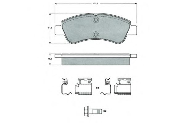 Комплект тормозных колодок, дисковый тормоз PF1464