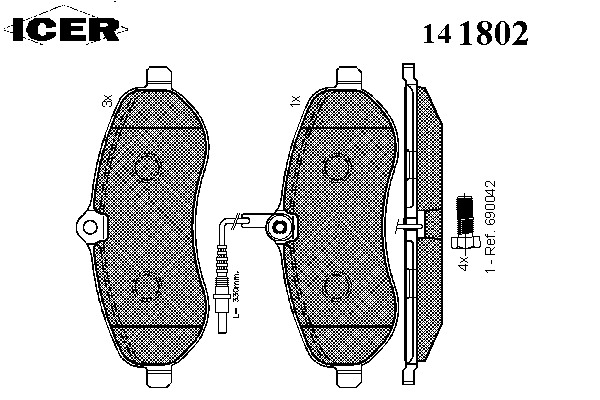 Комплект тормозных колодок, дисковый тормоз 141802