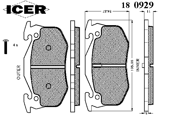 Комплект тормозных колодок, дисковый тормоз 180929