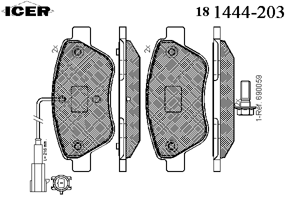 Комплект тормозных колодок, дисковый тормоз 181444-203