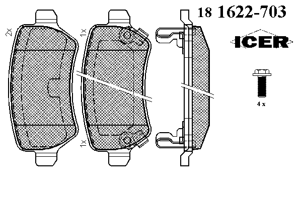 Комплект тормозных колодок, дисковый тормоз 181622-703