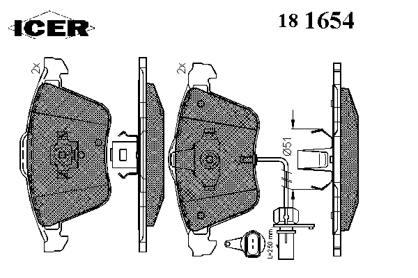 Комплект тормозных колодок, дисковый тормоз 181654