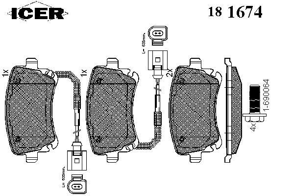 Комплект тормозных колодок, дисковый тормоз 181674