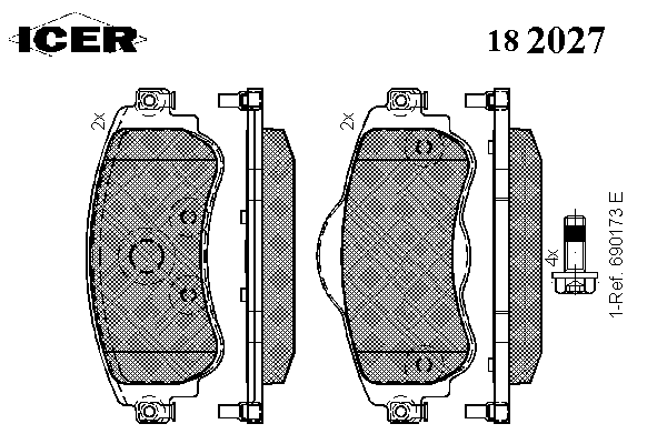 Комплект тормозных колодок, дисковый тормоз 182027