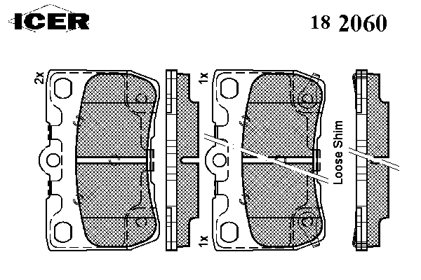 Комплект тормозных колодок, дисковый тормоз 182060