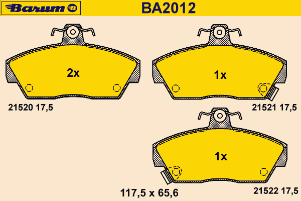 Kit de plaquettes de frein, frein à disque BA2012