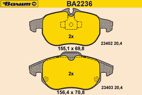 Комплект тормозных колодок, дисковый тормоз BA2236