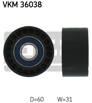 Deflection/Guide Pulley, v-ribbed belt VKM 36038
